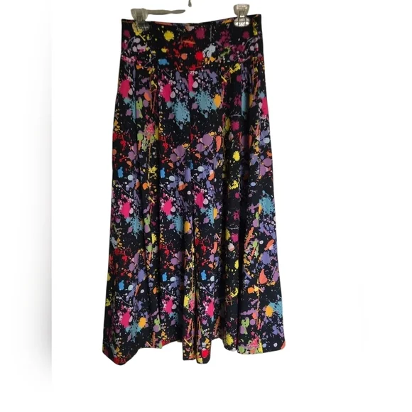 Diana Acosta Colorful Splatter Print Wide Leg Pants Small - Picture 2 of 4
